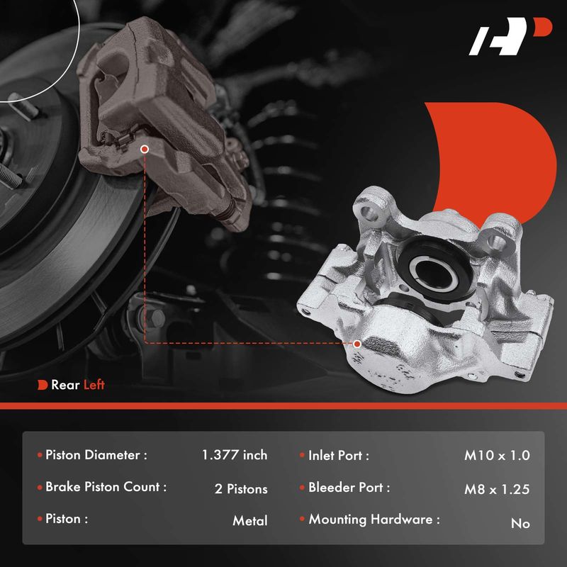 Rear Driver Brake Caliper for Mercedes-Benz 190D 1984-1989 2.2L 2.5L