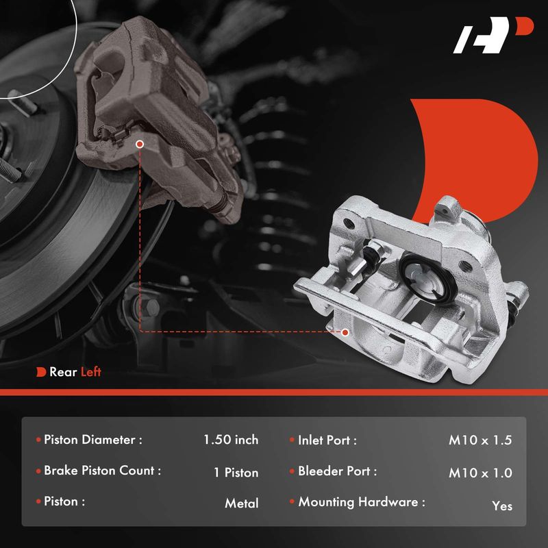 Rear Driver Brake Caliper with Bracket for Volvo S80 2007-2010 V70 XC70 08-10