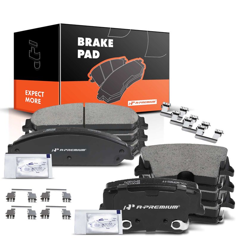 8pcs Front & Rear Ceramic Brake Pads with Sensor for Chrysler 300 Dodge Challenger Charger Magnum