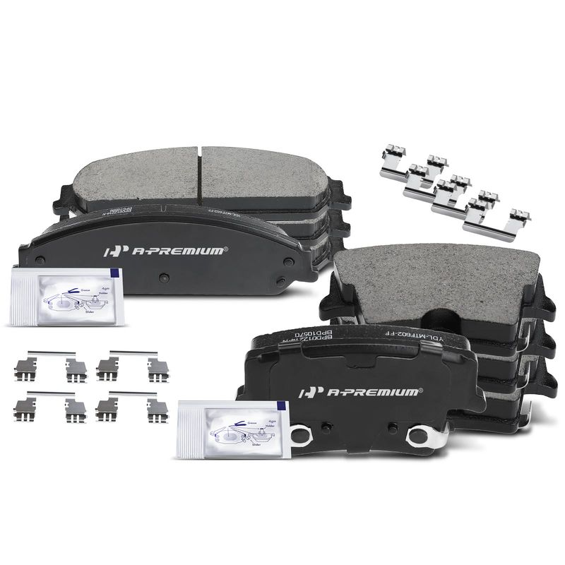 8pcs Front & Rear Ceramic Brake Pads with Sensor for Chrysler 300 Dodge Challenger Charger Magnum