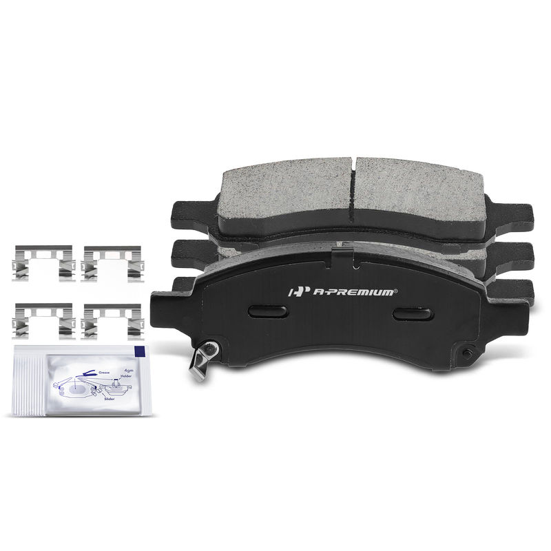 4pcs Front Driver & Passenger Ceramic Brake Pads with Sensor for Chevrolet Traverse SSR Buick Enclave GMC Canyon
