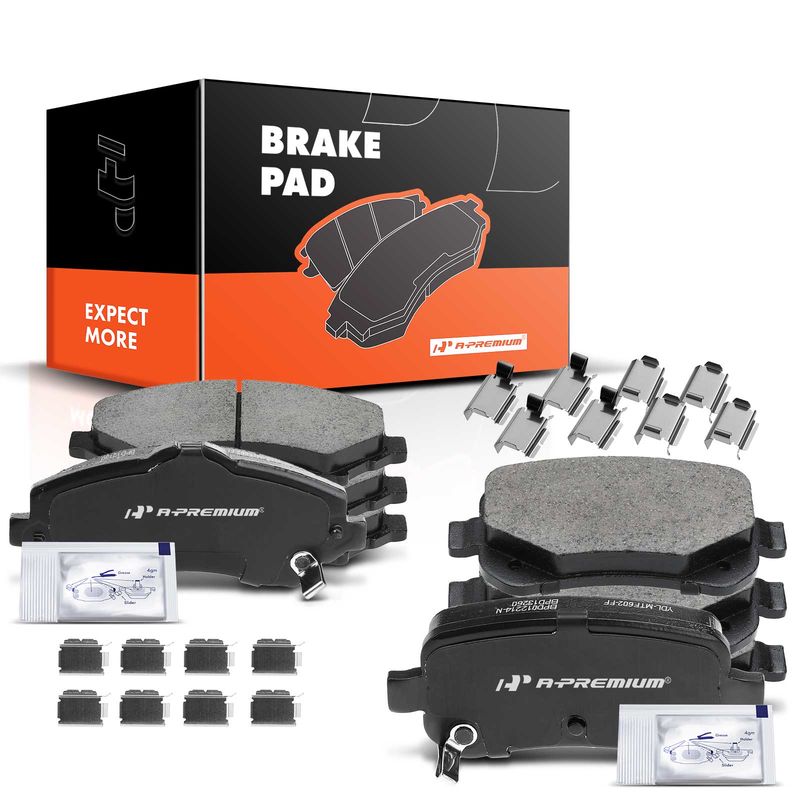 8pcs Front & Rear Ceramic Brake Pads with Sensor for Chrysler Town & Country Dodge Grand Caravan