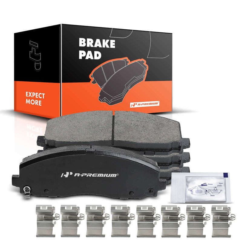 4pcs Front Driver & Passenger Ceramic Brake Pads with Sensor for Chrysler Town & Country Dodge Journey Jeep Wrangler