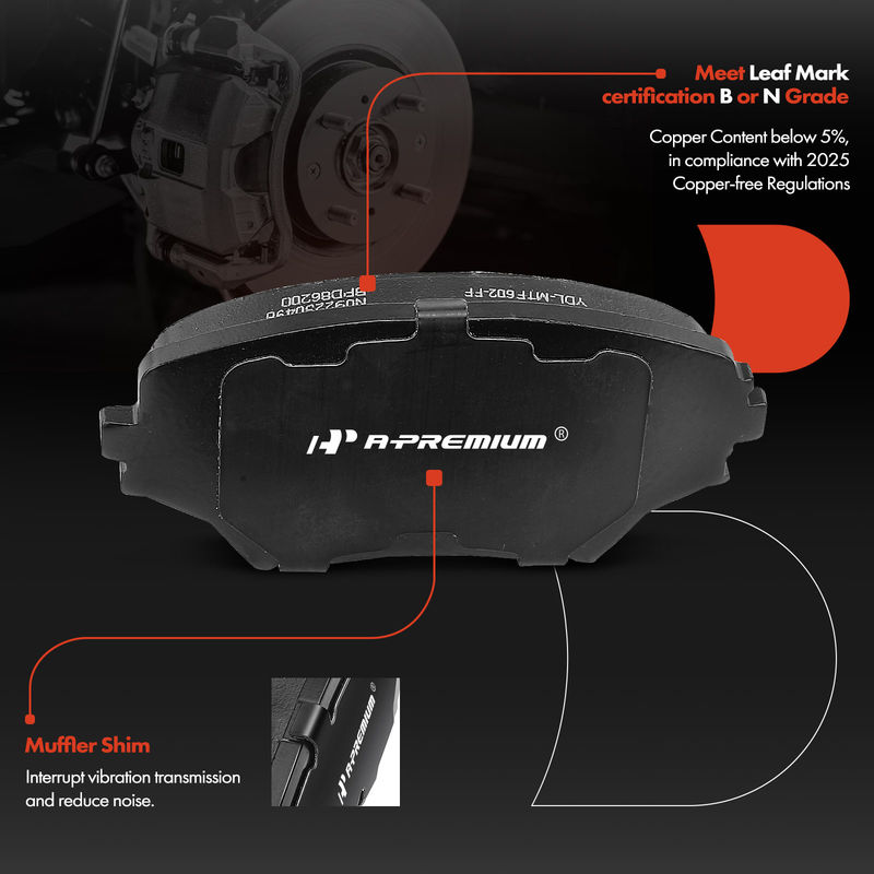 Front Ceramic Brake Pads for Toyota RAV4 2001-2005 2.0L 2.4L