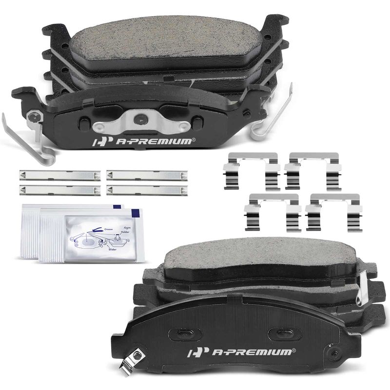 8pcs Front & Rear Ceramic Brake Pads with Sensor for Dodge Dakota 2003-2004 3.7L 4.7L 3.9L 5.9L