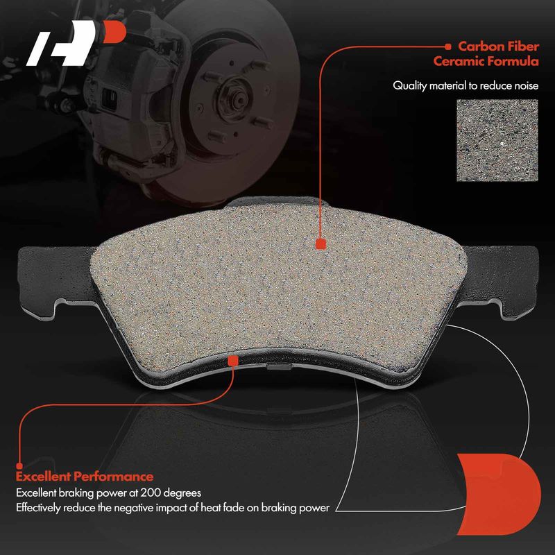4pcs Front Driver & Passenger Ceramic Brake Pads with Sensor for Chrysler Town & Country Voyager Dodge Grand Caravan