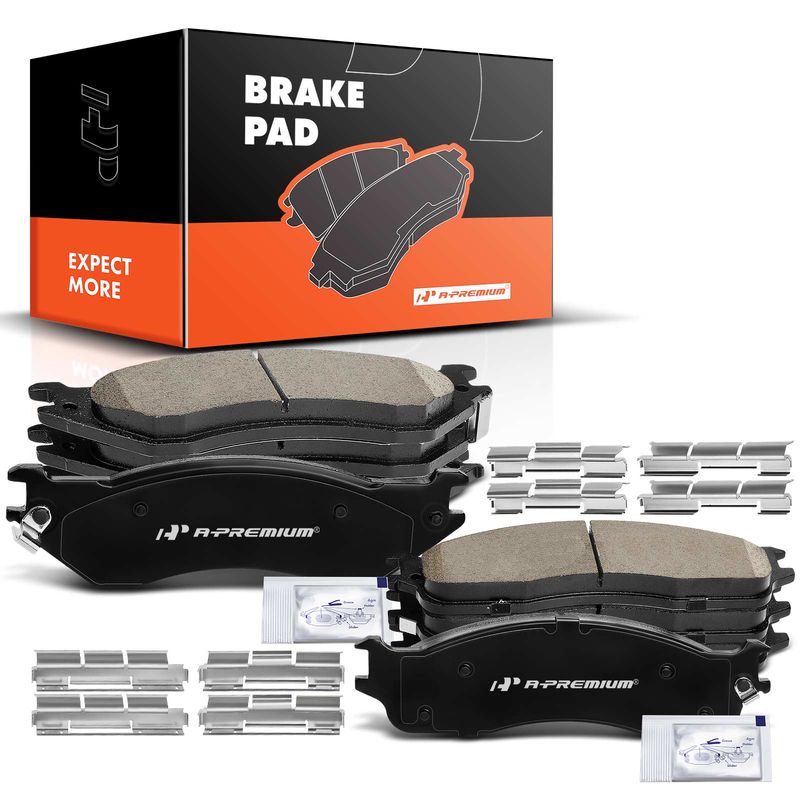 8pcs Front & Rear Ceramic Brake Pads with Sensor for Dodge Ram 1500 06-08 Ram 2500 Ram 3500 03-08