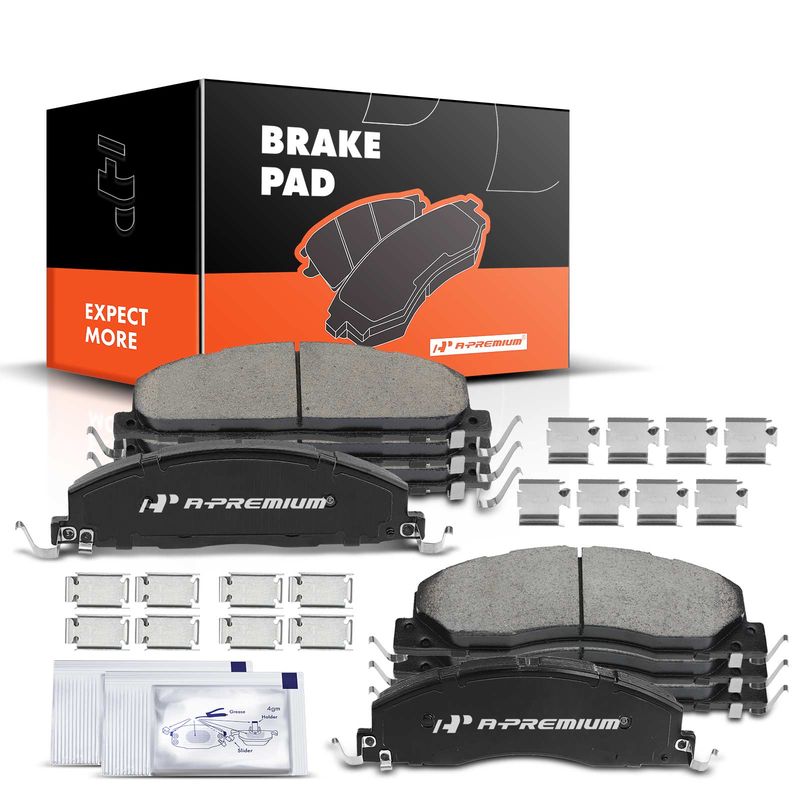 8pcs Front & Rear Ceramic Brake Pads with Sensor for Dodge Ram 2500 3500 09-10 Ram 1500 2500 3500