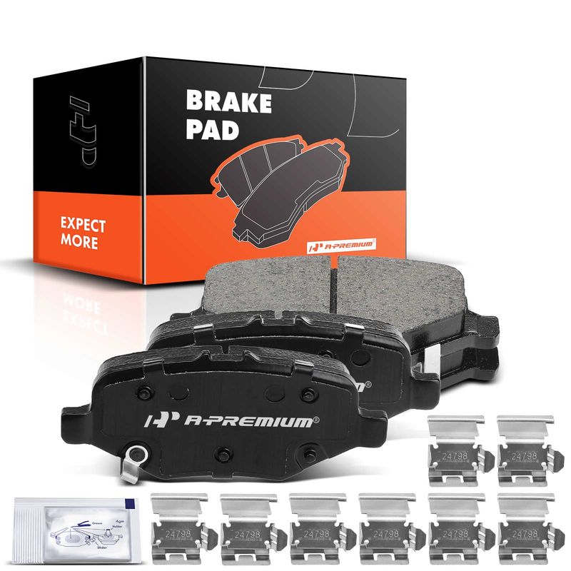 4pcs Rear Driver & Passenger Ceramic Brake Pads with Sensor for Ford Explorer Taurus 2013-2019 Lincoln MKS 13-16 MKT