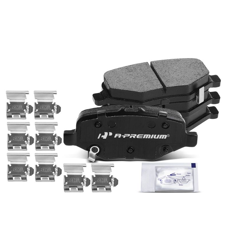 4pcs Rear Driver & Passenger Ceramic Brake Pads with Sensor for Ford Explorer Taurus 2013-2019 Lincoln MKS 13-16 MKT