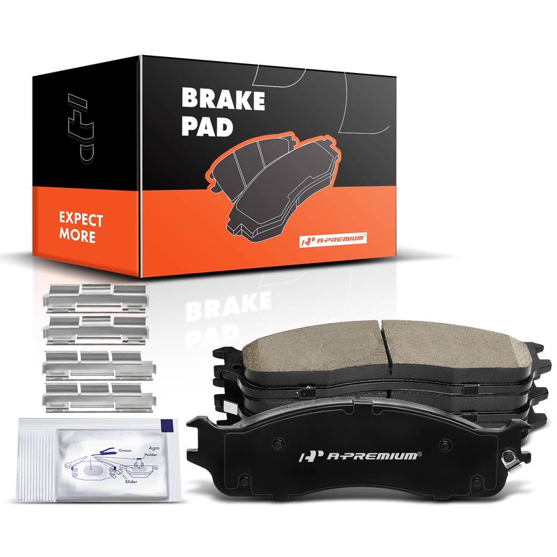 4pcs Front Driver & Passenger Ceramic Brake Pads with Sensor for Dodge Ram 1500 2006-2008 Ram 2500 3500 2003-2008