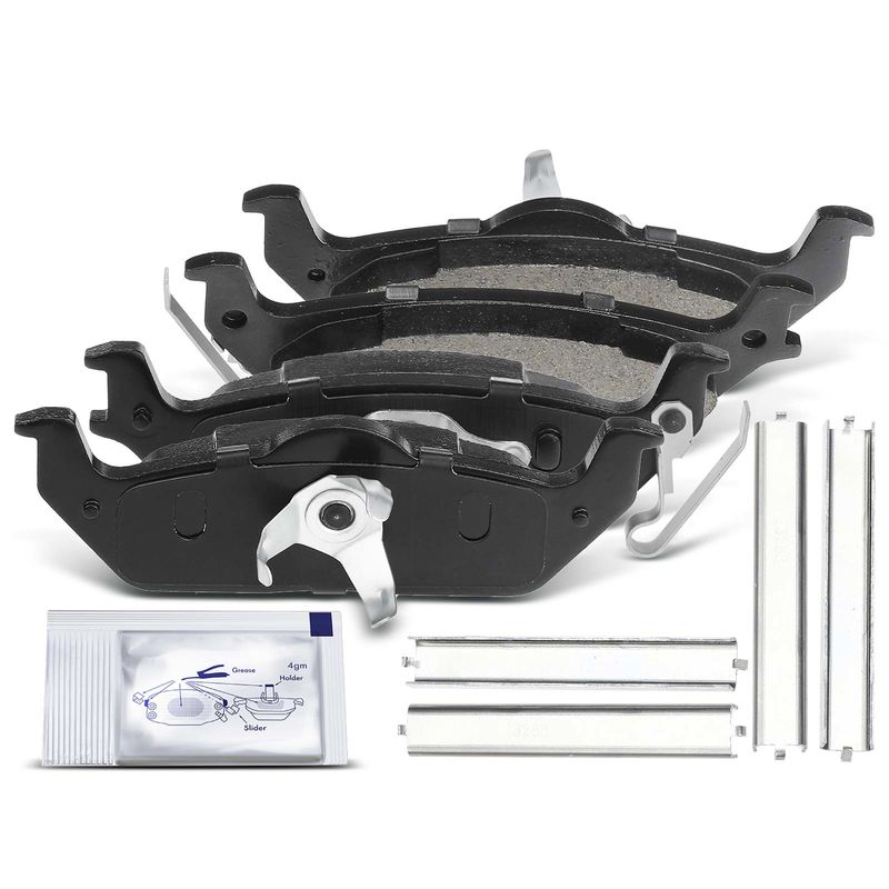 4pcs Rear Driver & Passenger Ceramic Brake Pads with Sensor for Ford F-150 2004-2011 Lincoln Mark LT 2006 2007 2008