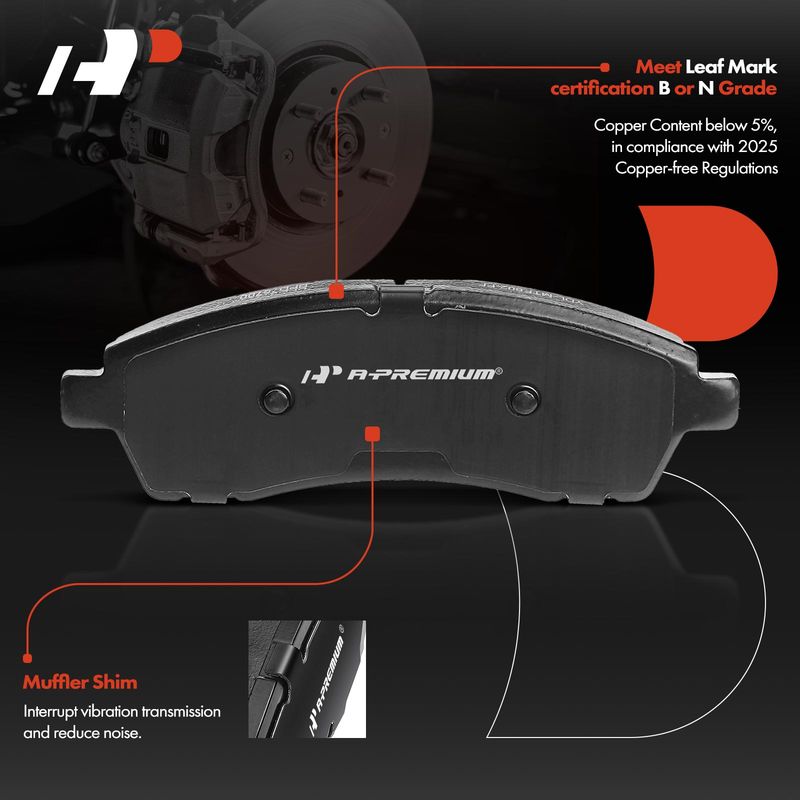 4pcs Rear Driver & Passenger Ceramic Brake Pads  for Ford Excursion 00-05 F-250 F-350 Super Duty 99-04