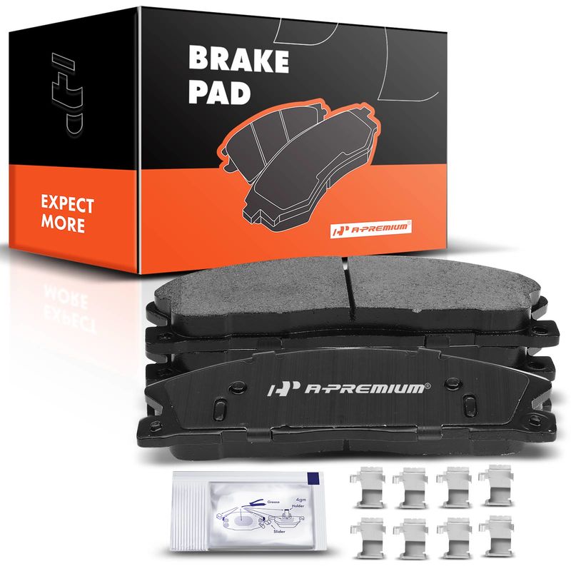 4pcs Front Driver & Passenger Ceramic Brake Pads with Sensor for Ford Explorer Flex Taurus 2013-2019 Lincoln MKS MKT