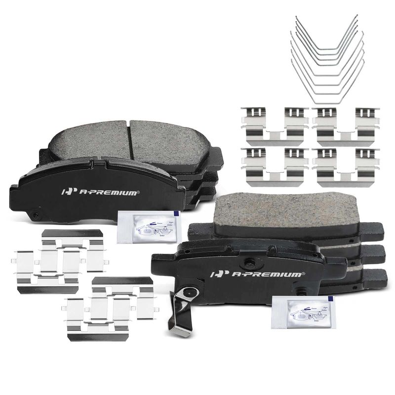 8pcs Front & Rear Ceramic Brake Pads with Sensor for Honda Accord 2008-2012 Acura TSX 2009-2014
