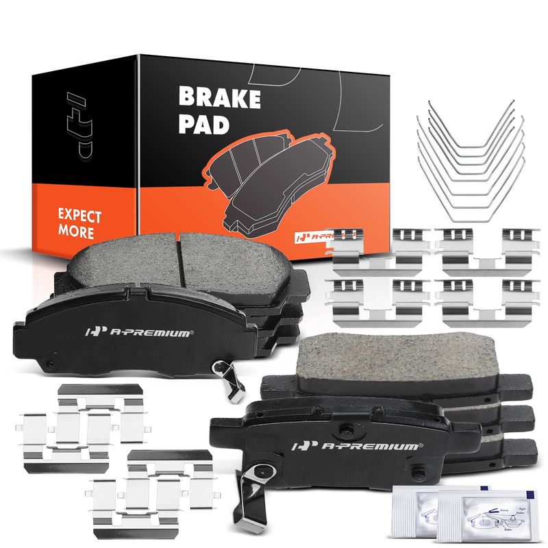 8pcs Front & Rear Ceramic Brake Pads with Sensor for Honda Accord 2008-2012 Acura TSX 2009-2014