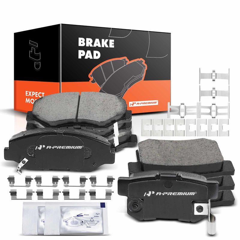 8pcs Front & Rear Ceramic Brake Pads with Sensor for Honda Accord 03-07 Civic 12-15 Acura ILX