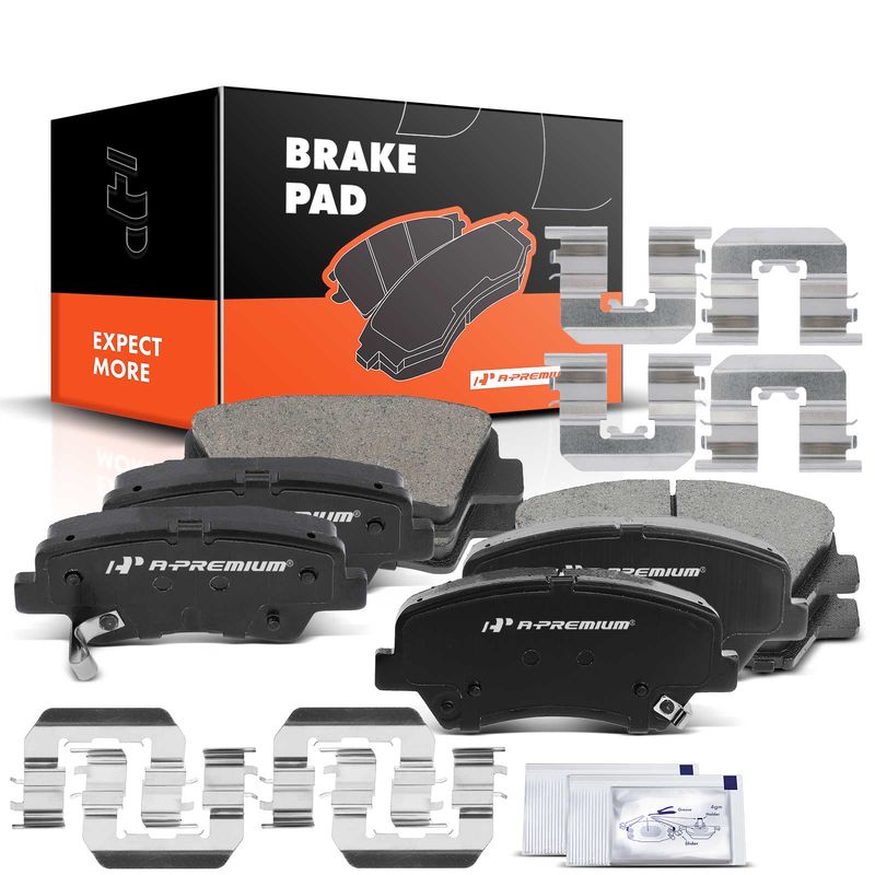 8pcs Front & Rear Ceramic Brake Pads with Sensor for Hyundai Elantra 2011-2016 Veloster Kia Forte