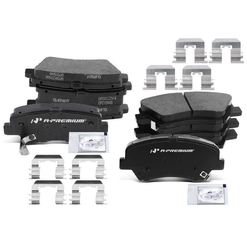 8pcs Front & Rear Ceramic Brake Pads with Sensor for Hyundai Elantra 2011-2016 Veloster Kia Forte