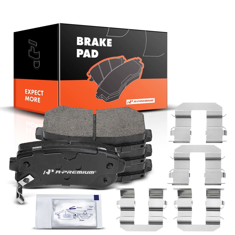 4pcs Rear Driver & Passenger Ceramic Brake Pads with Sensor for Hyundai Elantra Sonata Tucson Kia Sportage Cadenza
