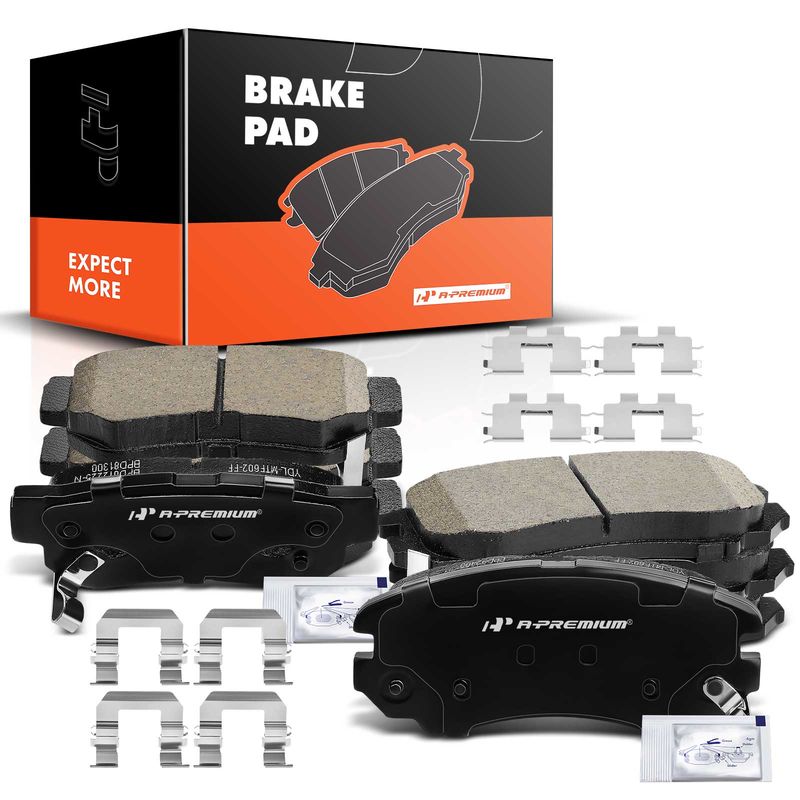 8pcs Front & Rear Ceramic Brake Pads with Sensor for Hyundai Elantra Sonata Kia Optima 2002-2010