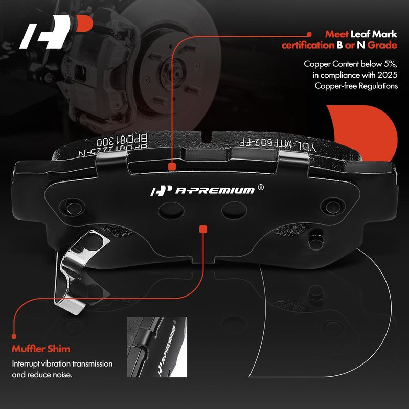 4pcs Rear Driver & Passenger Ceramic Brake Pads with Sensor for Hyundai Elantra 07-10 Azera Sonata XG300 XG350 Kia
