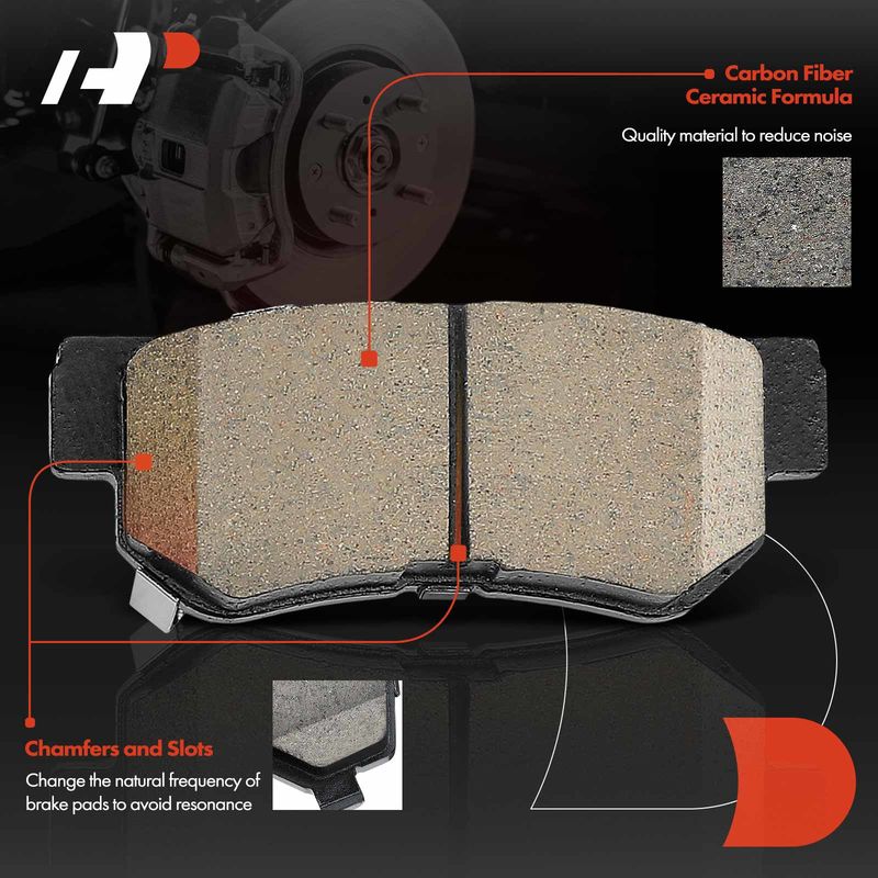 4pcs Rear Driver & Passenger Ceramic Brake Pads with Sensor for Hyundai Elantra 07-10 Azera Sonata XG300 XG350 Kia