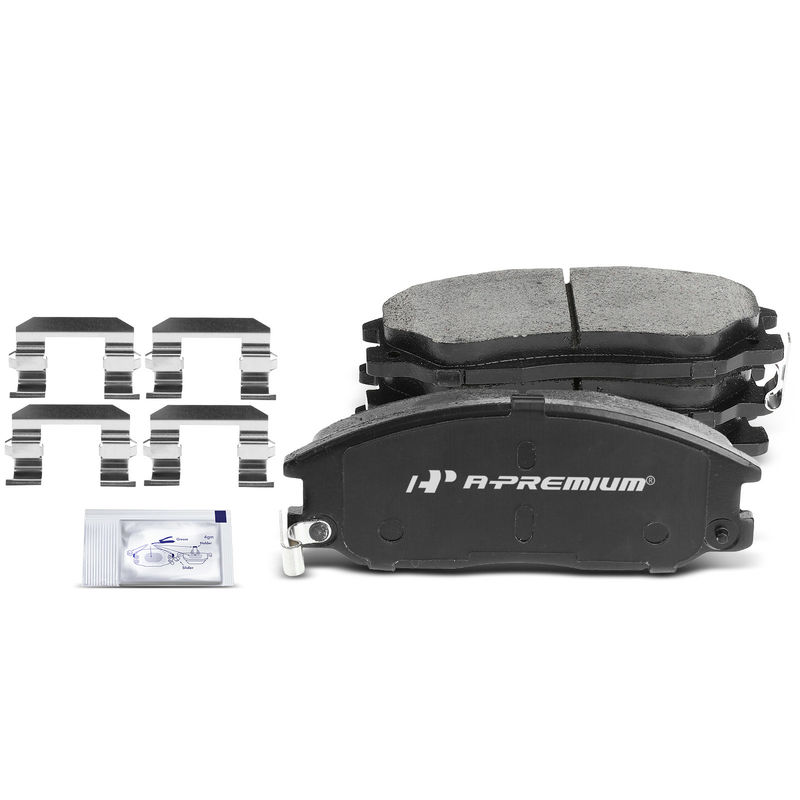 4pcs Front Driver & Passenger Ceramic Brake Pads with Sensor for Hyundai Santa Fe XG300 XG350 Kia Sorento Amanti