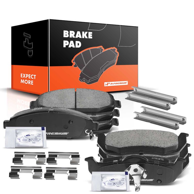 8pcs Front & Rear Ceramic Brake Pads with Sensor for Jeep Commander 06-10 Grand Cherokee 05-10