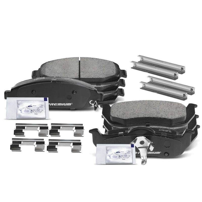 8pcs Front & Rear Ceramic Brake Pads with Sensor for Jeep Commander 06-10 Grand Cherokee 05-10