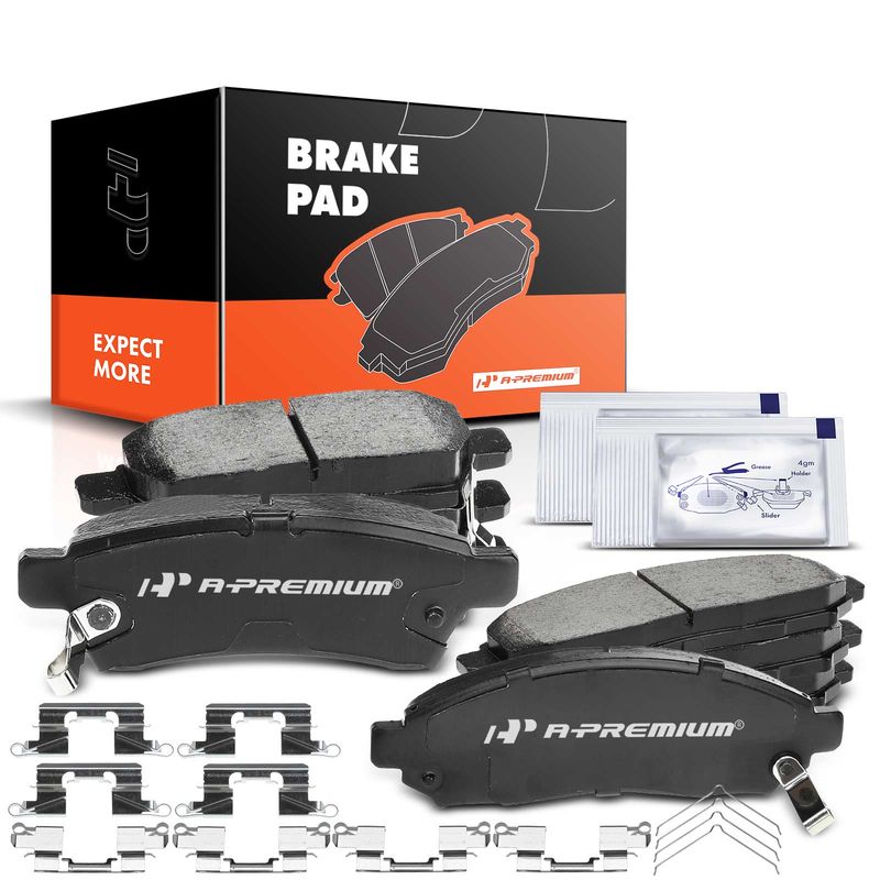 8pcs Front & Rear Ceramic Brake Pads with Sensor for Nissan Frontier 05-19 Xterra Suzuki Equator