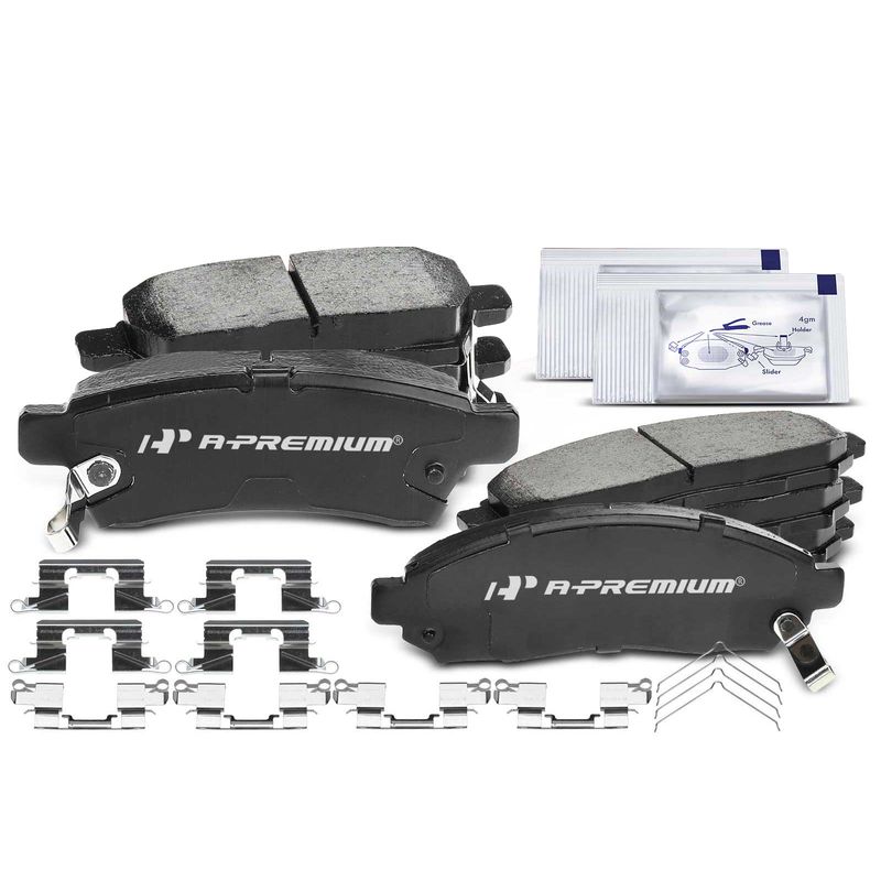 8pcs Front & Rear Ceramic Brake Pads with Sensor for Nissan Frontier 05-19 Xterra Suzuki Equator