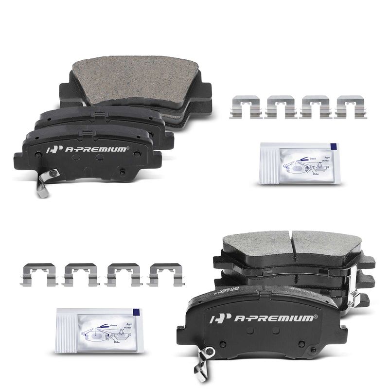 8pcs Front & Rear Ceramic Brake Pads with Sensor for Hyundai Accent Kia Rio 2012 2013-2017 1.6L