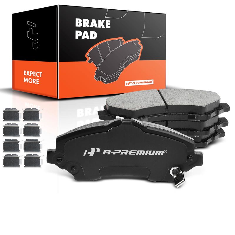 4pcs Front Driver & Passenger Ceramic Brake Pads with Sensor for Jeep Wrangler Volkswagen Dodge Journey Chrysler Ram