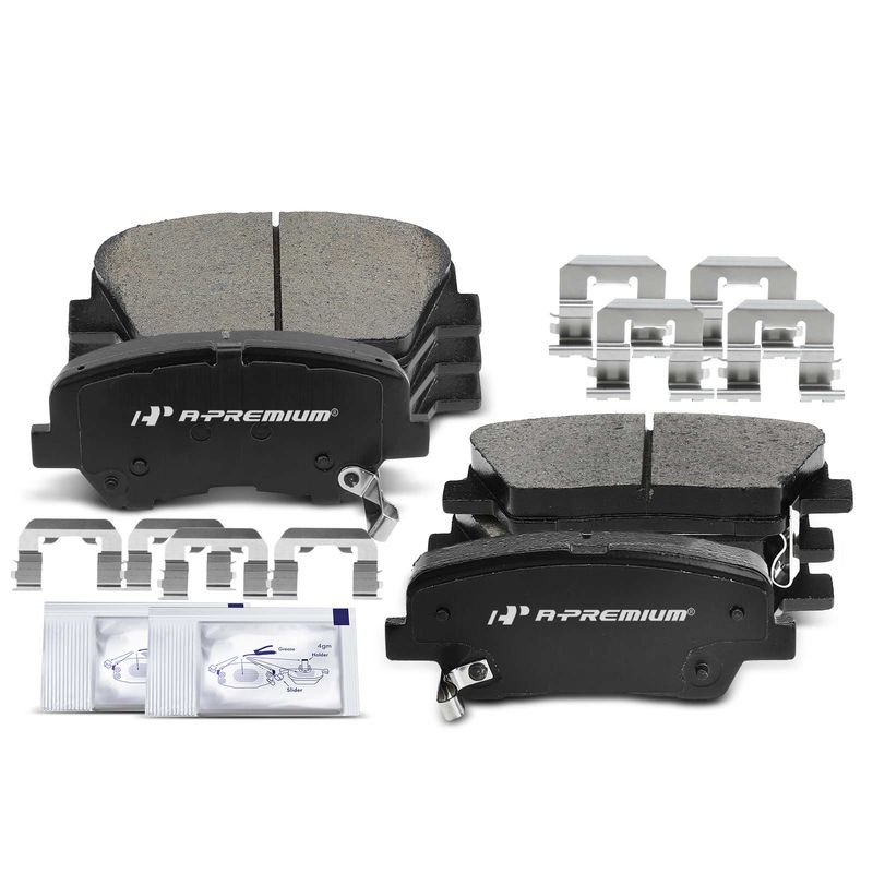 8pcs Front & Rear Ceramic Brake Pads with Sensor for Hyundai Santa Fe 10-12 Kia Sorento 11-14
