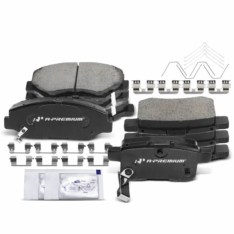 8pcs Front & Rear Ceramic Brake Pads with Sensor for Honda Accord 2013 2014 LX LX-S