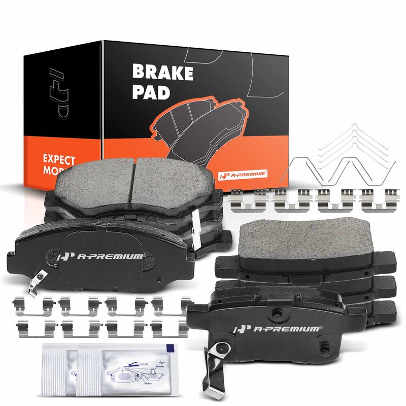 8pcs Front & Rear Ceramic Brake Pads with Sensor for Honda Accord 2013 2014 LX LX-S