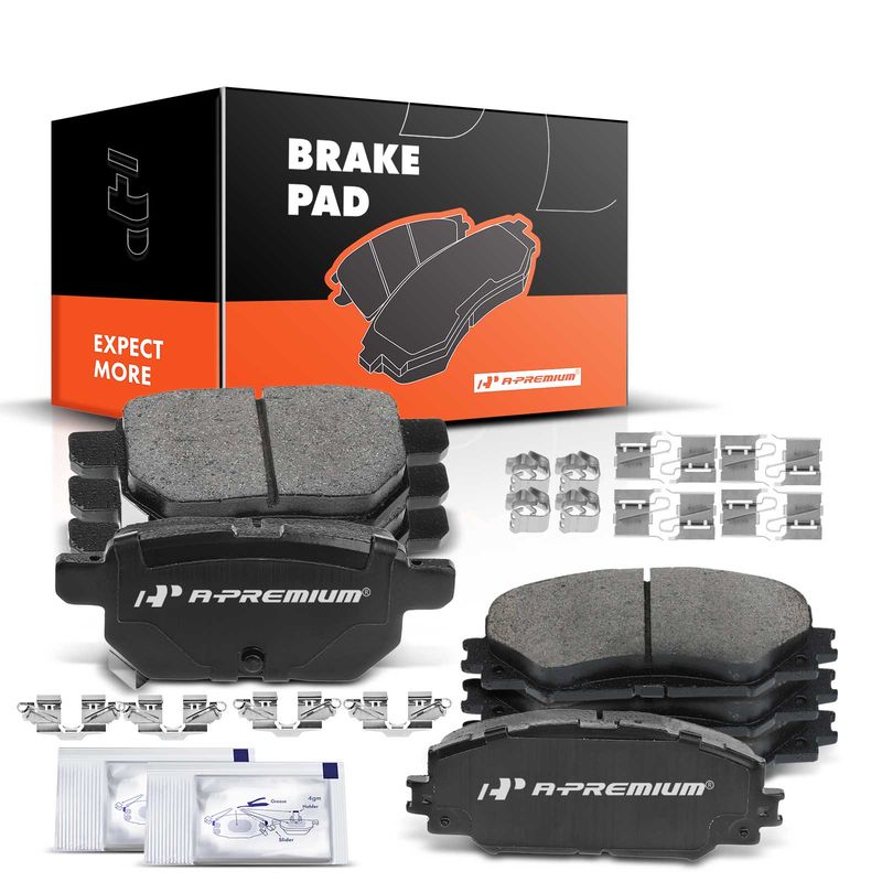 8pcs Front & Rear Ceramic Brake Pads with Sensor for Pontiac Vibe Scion xB Toyota Corolla Matrix