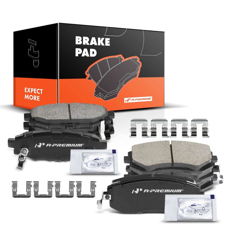 8pcs Front & Rear Ceramic Brake Pads with Sensor for Subaru Forester 09-13 Impreza Legacy Outback