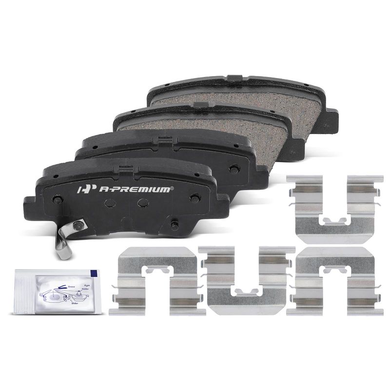 4pcs Rear Driver & Passenger Ceramic Brake Pads with Sensor for Hyundai Accent 2012-2017 Elantra Kia Soul Forte Rio