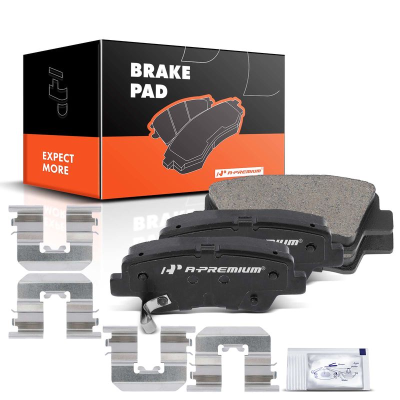 4pcs Rear Driver & Passenger Ceramic Brake Pads with Sensor for Hyundai Accent 2012-2017 Elantra Kia Soul Forte Rio