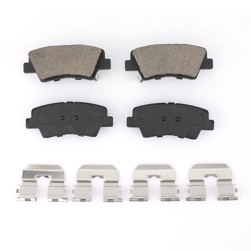 4pcs Rear Driver & Passenger Ceramic Brake Pads with Sensor for Hyundai Accent 2012-2017 Elantra Kia Soul Forte Rio