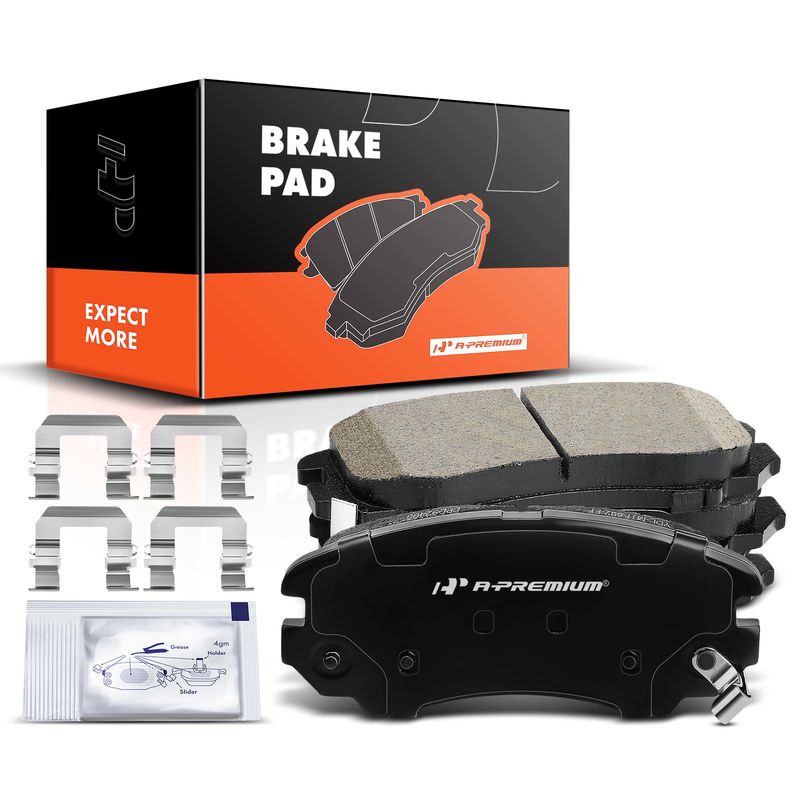 4pcs Front Driver & Passenger Ceramic Brake Pads with Sensor for Hyundai Sonata 2003-2010 Elantra Tucson Kia Optima