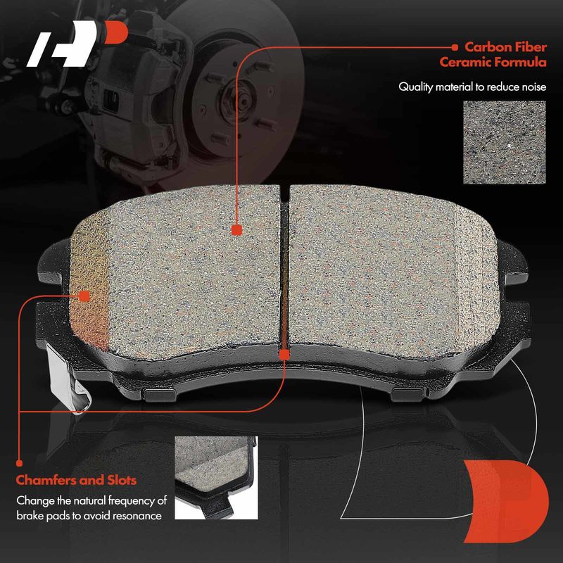 4pcs Front Driver & Passenger Ceramic Brake Pads with Sensor for Hyundai Sonata 2003-2010 Elantra Tucson Kia Optima
