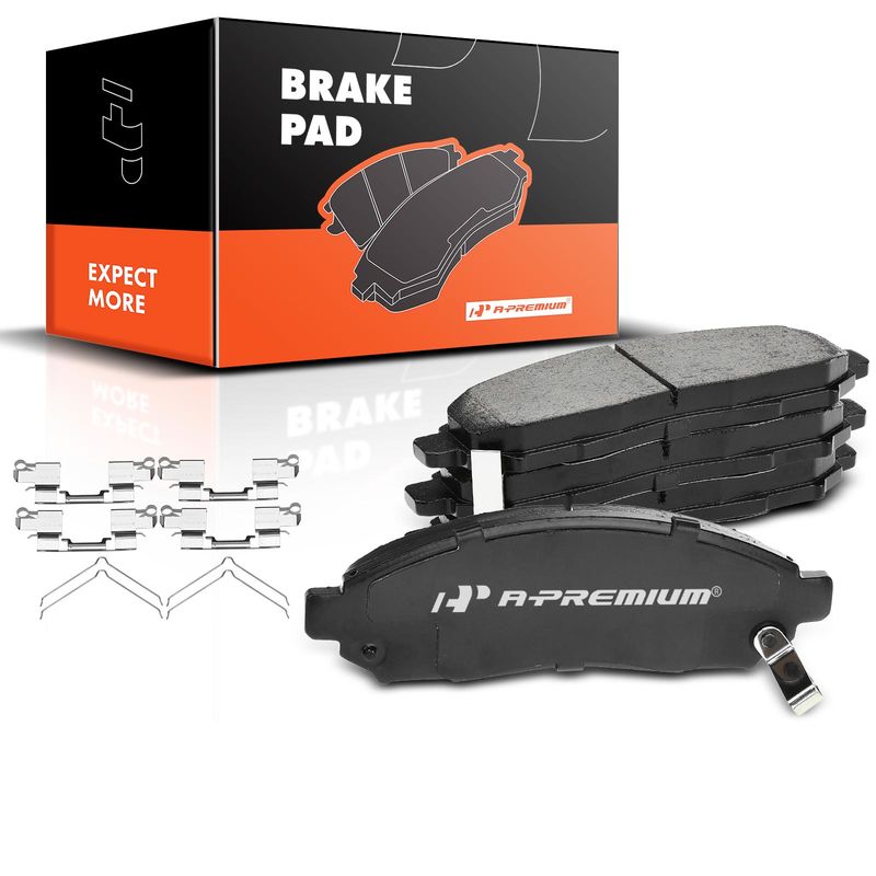 4pcs Front Driver & Passenger Ceramic Brake Pads with Sensor for Nissan Frontier 2005-2019 Pathfinder Suzuki Equator