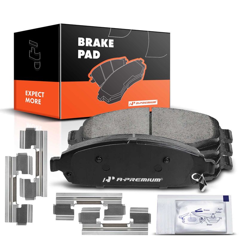 4pcs Front Driver & Passenger Ceramic Brake Pads with Sensor for Jeep Commander 2006-2010 Grand Cherokee 2005-2010