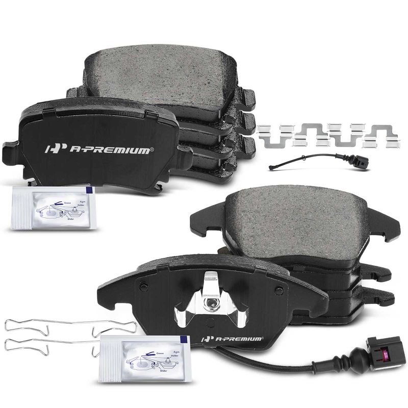8pcs Front & Rear Ceramic Brake Pads with Sensor for Volkswagen Golf Jetta Audi A3 Quattro TT
