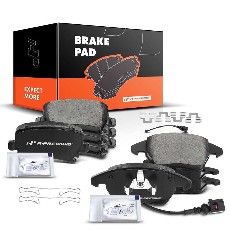 8pcs Front & Rear Ceramic Brake Pads with Sensor for Volkswagen Golf Jetta Audi A3 Quattro TT