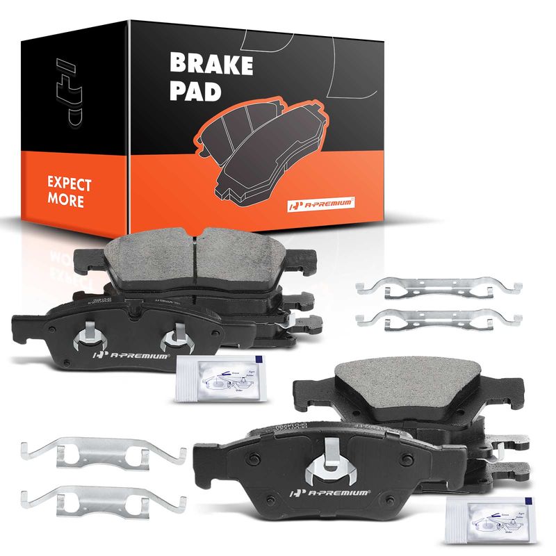 8pcs Front & Rear Ceramic Brake Pads with Sensor for Jeep Grand Cherokee 2011-2018 Dodge Durango