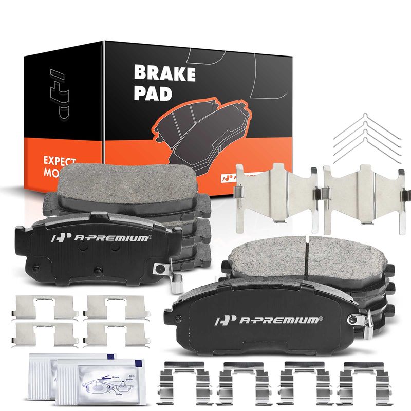 8pcs Front & Rear Ceramic Brake Pads with Sensor for Nissan Altima 1993-2001 INFINITI I30 96-99